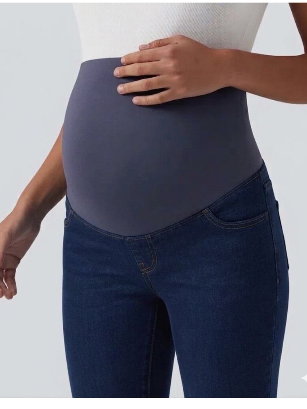 Halara Flex™ Super High Waisted Skinny 7/8 Casual Maternity Jeans with Pockets